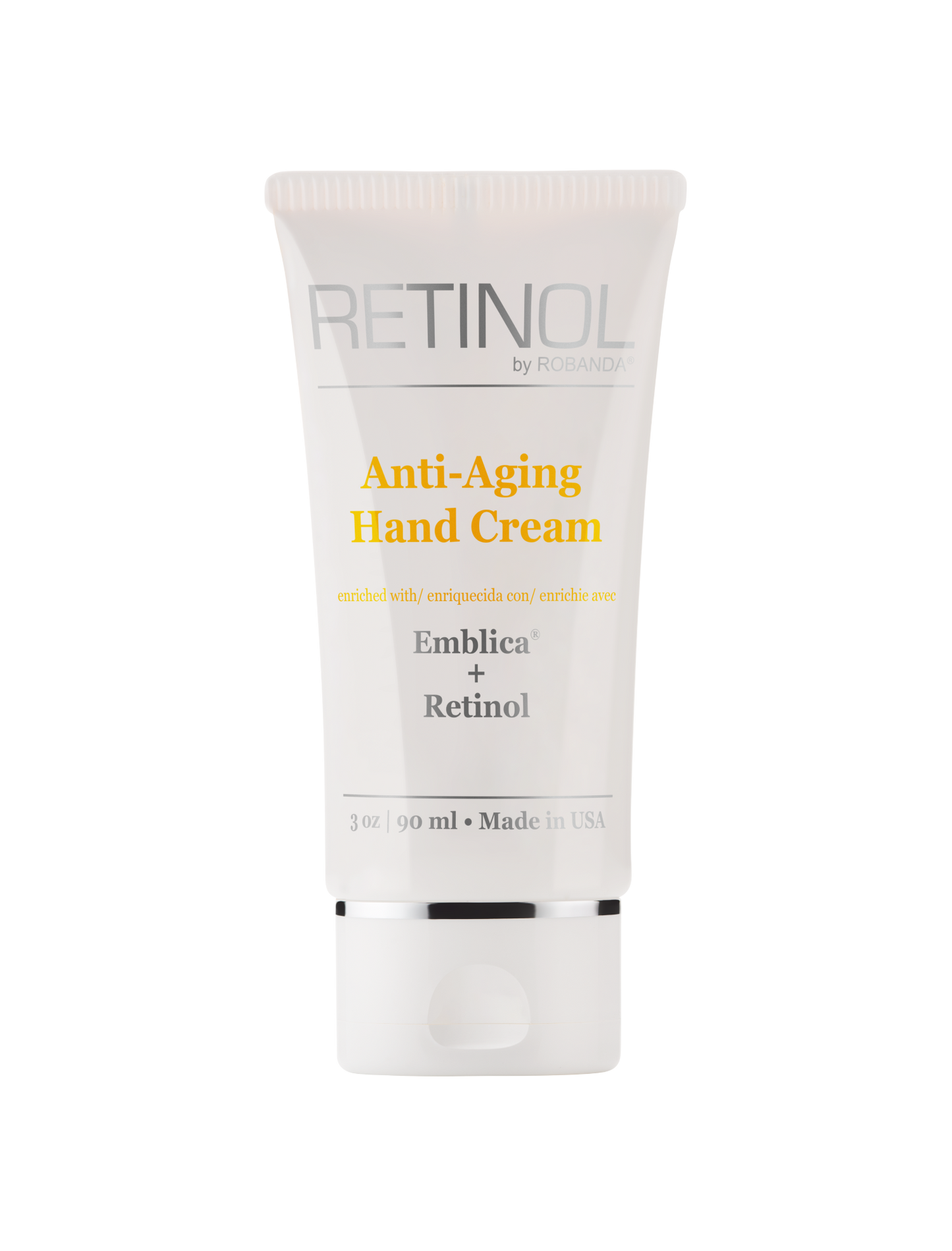 Retinol by Robanda Anti-Aging Hand Cream product packaging — clinical-grade retinol skincare
