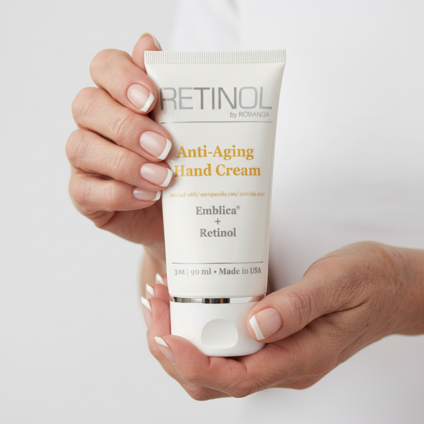 Retinol by Robanda Anti-Aging Hand Cream — 0.5% retinol hand treatment for age spots, crepey skin and uneven tone