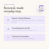 Retinol by Robanda Daily Renewal Cream key ingredients — Retinol, green tea, vitamin E