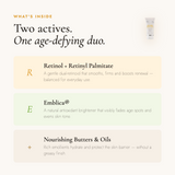 Retinol by Robanda Anti-Aging Hand Cream key ingredients — Retinol, Emblica brightening complex, shea butter